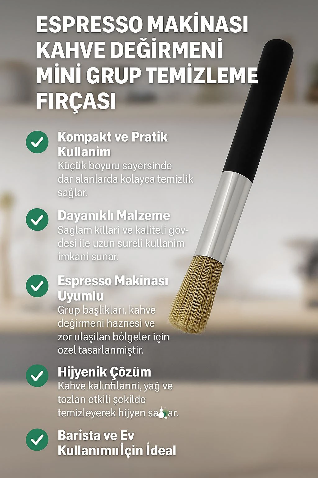 Espresso Makinası Kahve Değirmeni Mini Grup Temizleme Fırçası cin467