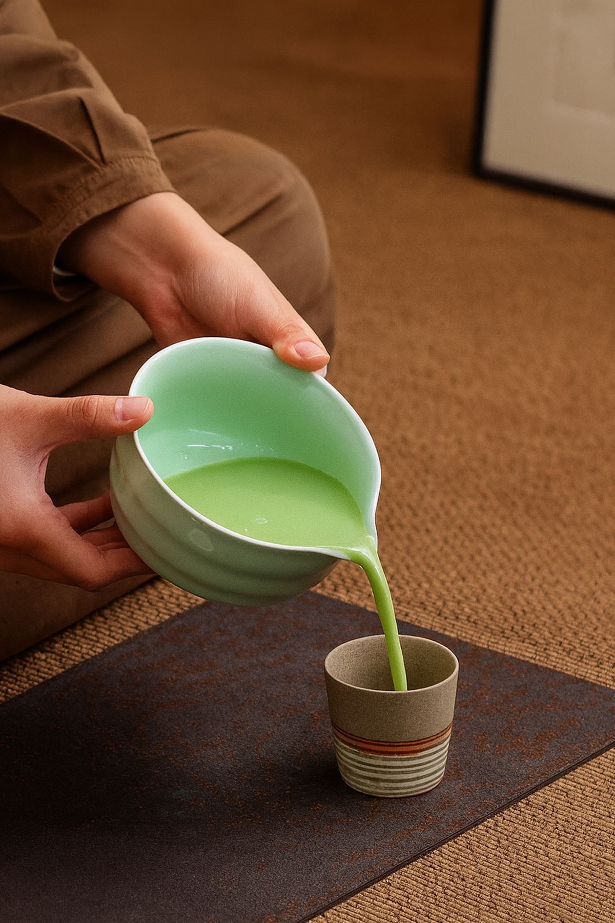 Seramik Chawan Matcha Çayı Köpürtme Kasesi ve Whisk Matcha Tutucu mt216