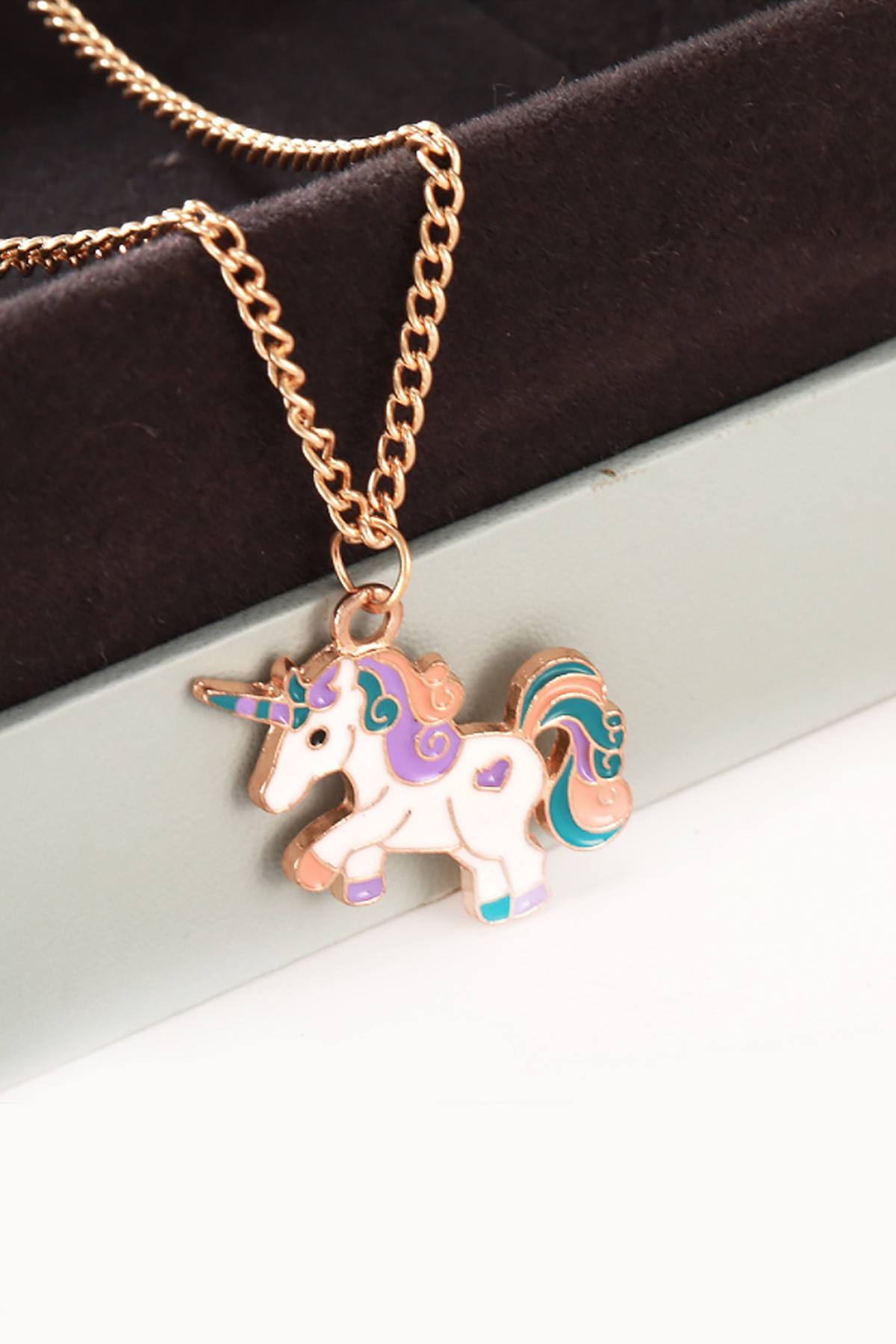 Chavin Unicorn Mineli Simli Çocuk Kolye eh73