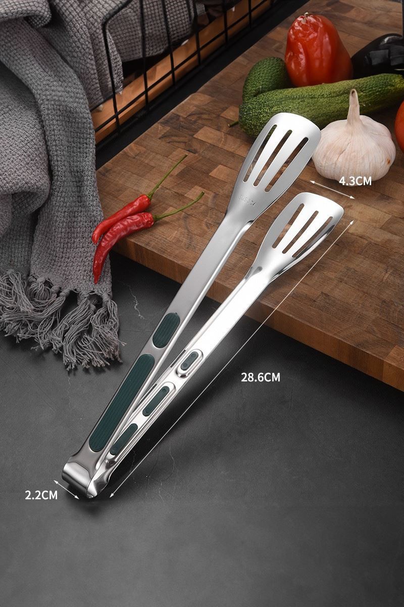 304 Çelik 28,5 cm Silver Mutfak Biftek Barbekü Ve Ekmek Maşası cin628