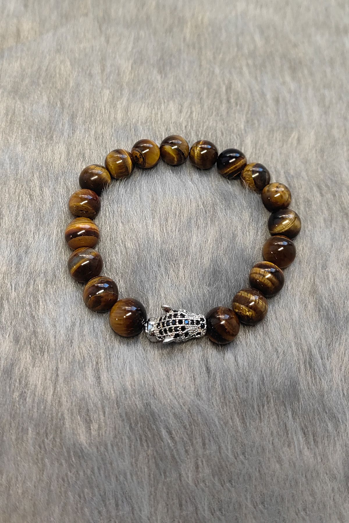 Lastikli Kaplan Göz Taşlı Erkek Bileklik ey45