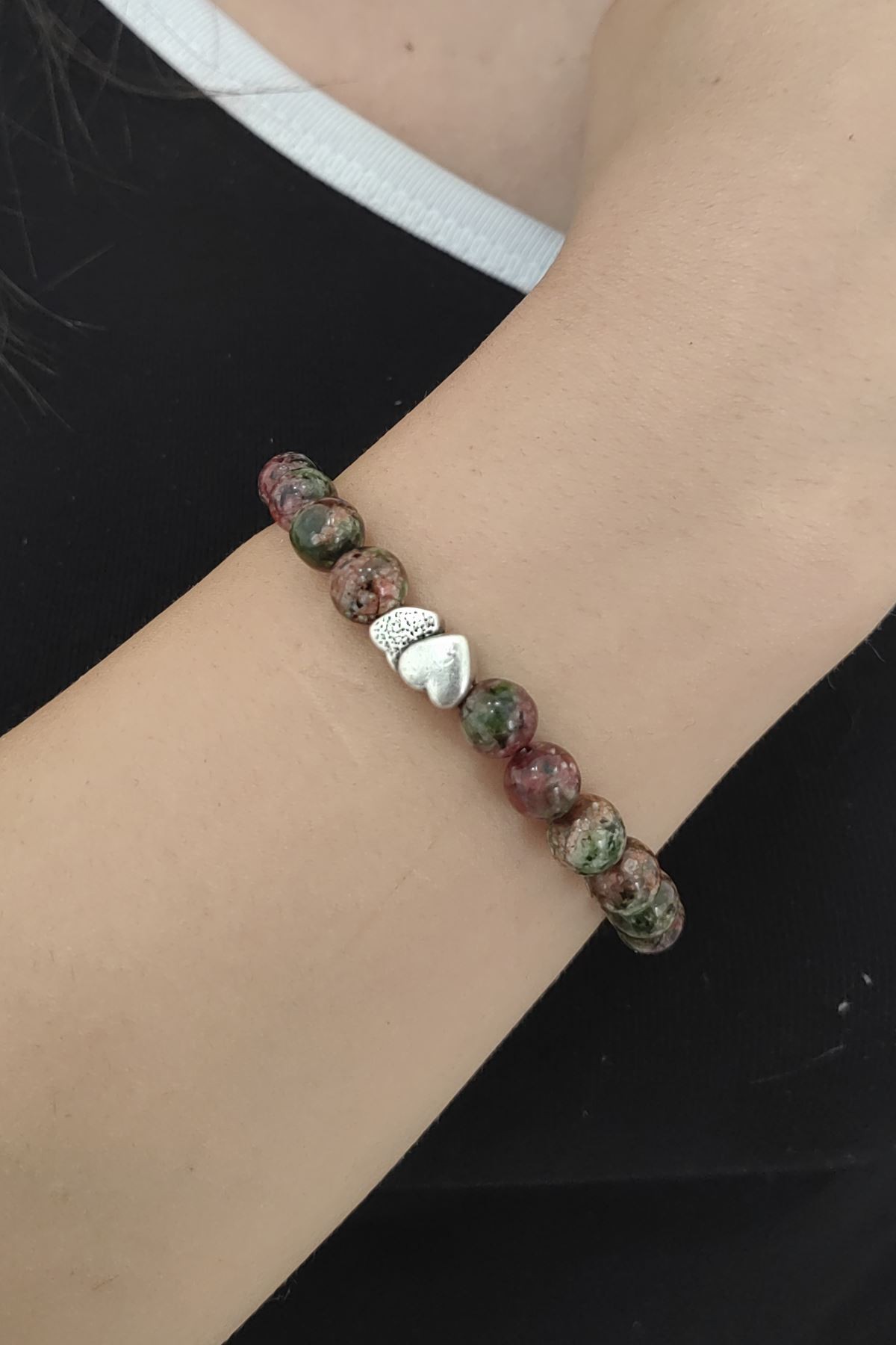 Chavin Lastikli Doğal Unakit Taşlı Kadın Bileklik ey23