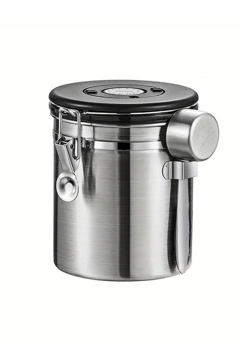 304 Çelik 1400 ml Kelepçeli Kahve Çay Saklama Kabı Kiler Depolama Kavanozu mt117