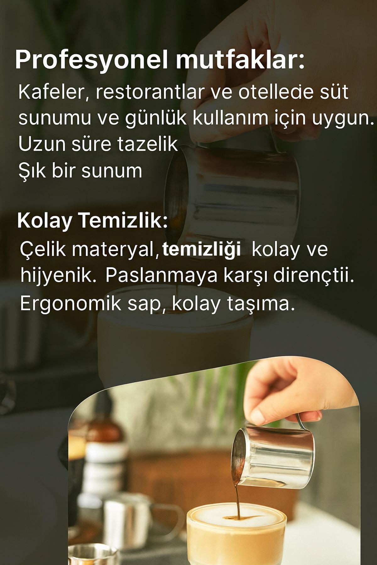 Çelik 150 ml Mini Kahve Süt Sos Krema Sürahisi Potu Sütlük mt189