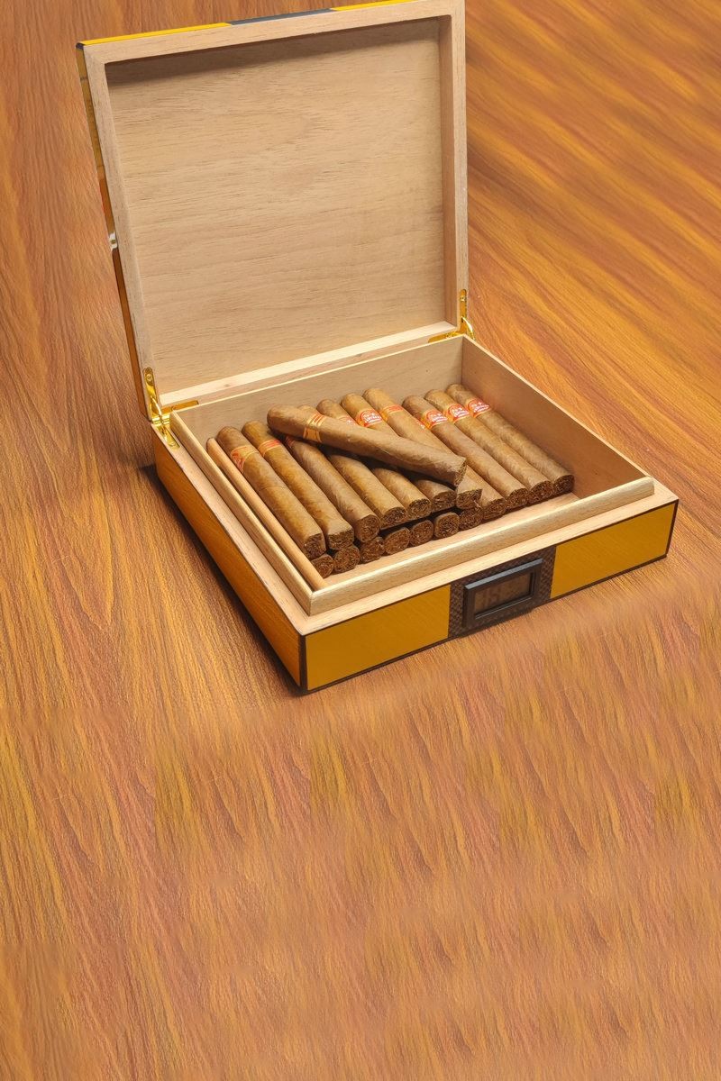 Falconetti Sarı Karbon Fiber Humidor Puro Kutusu rc60