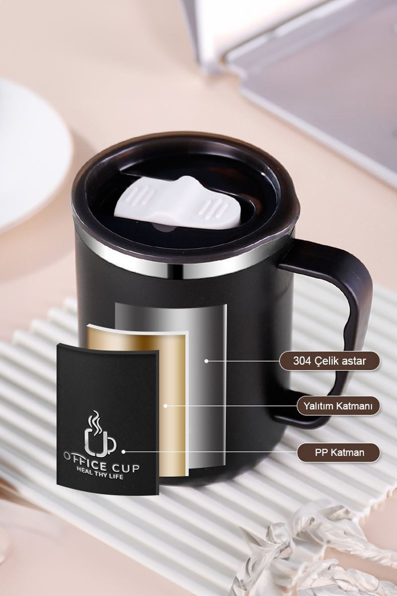 304 L Çelik 500 ml Kahve El Termos Kupa Mug cin557syx