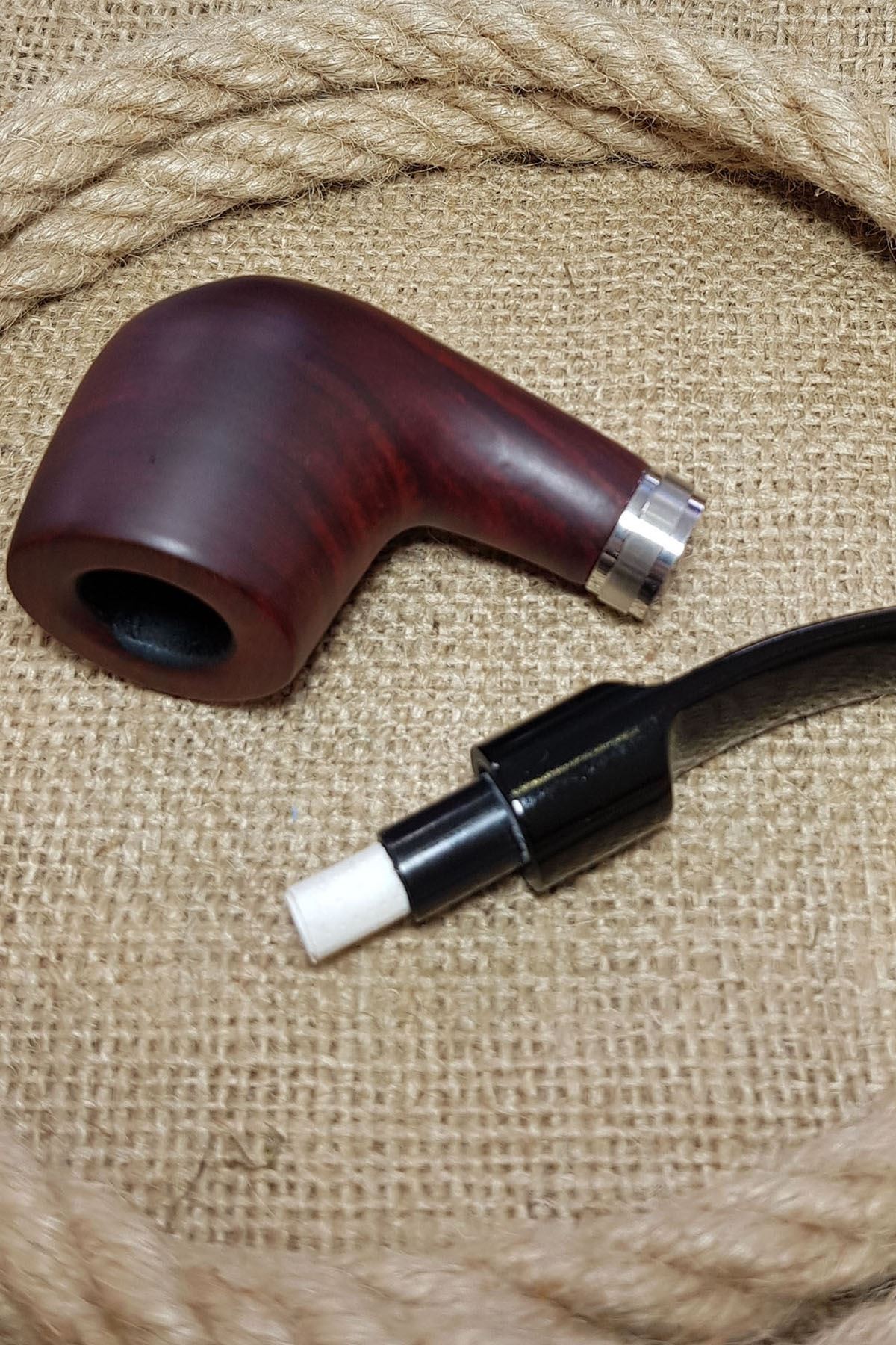 Falconetti 9 mm. Metal Bilezikli Ebony Ahşap Pipo py71