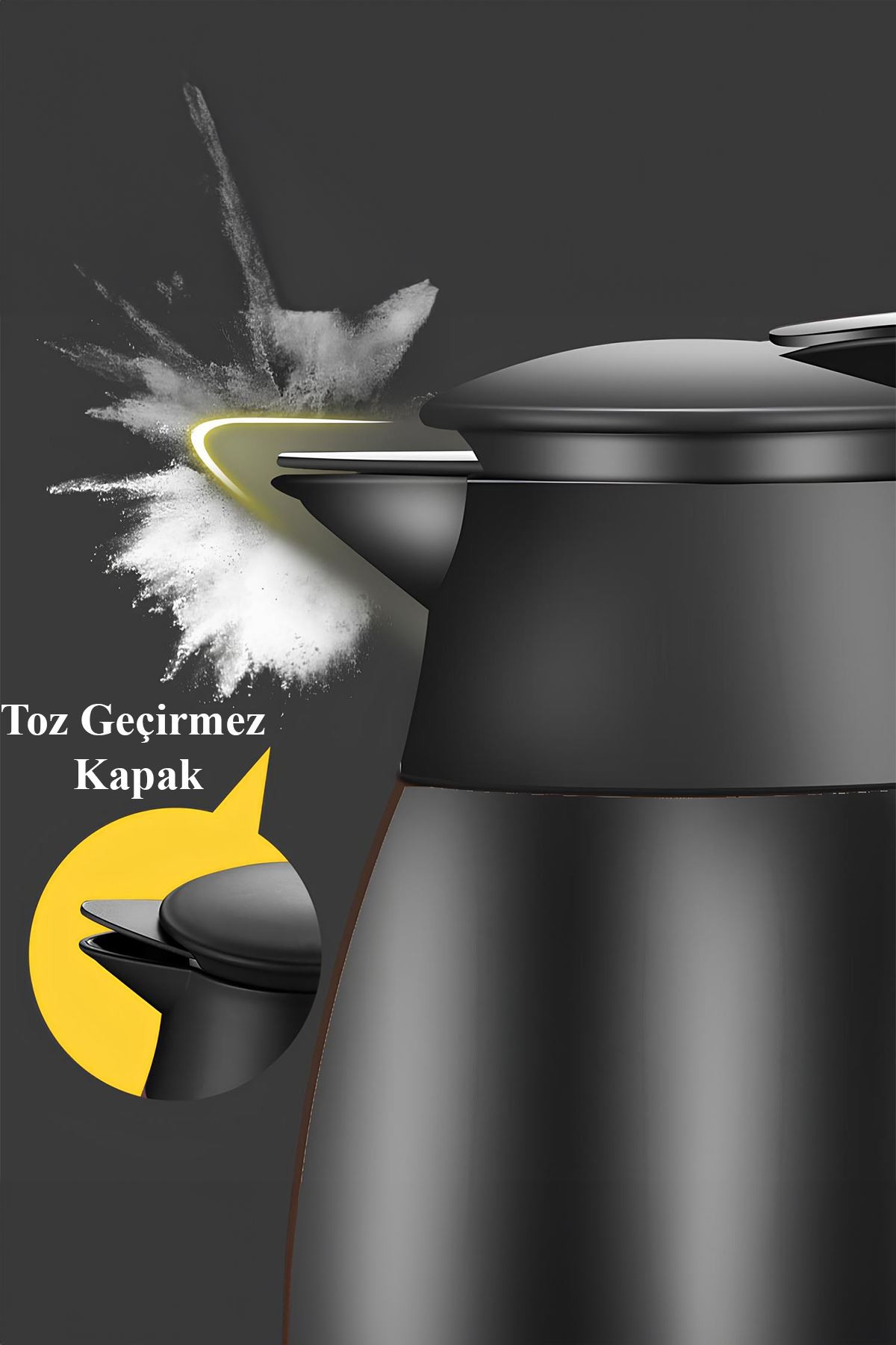 304 Çelik 2 L Çift Katmanlı Siyah Vakumlu Kamp Piknik Büyük Çay Termos cin553sy