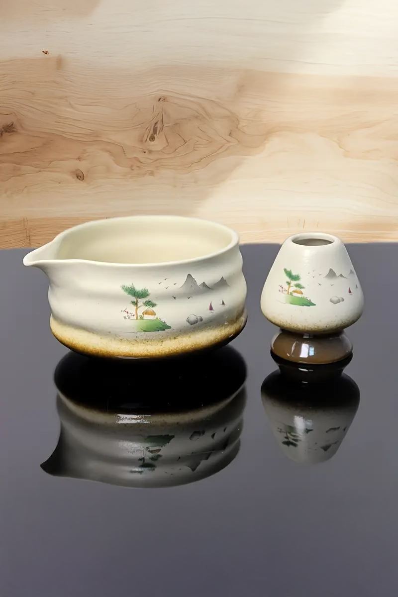Seramik Chawan Matcha Çayı Köpürtme Kasesi ve Whisk Matcha Tutucu cin998