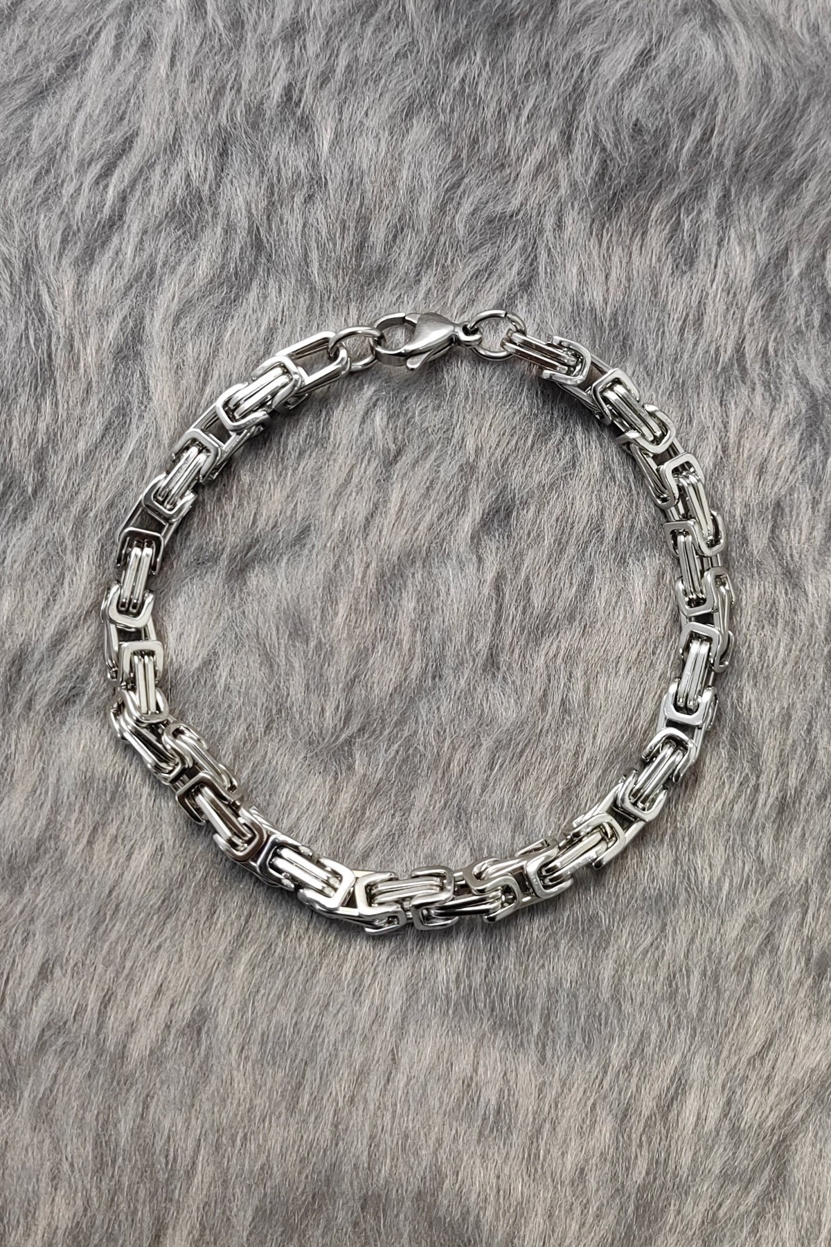 Chavin Kral Model 5 mm. Gri Çelik Erkek Bileklik az68-5slv