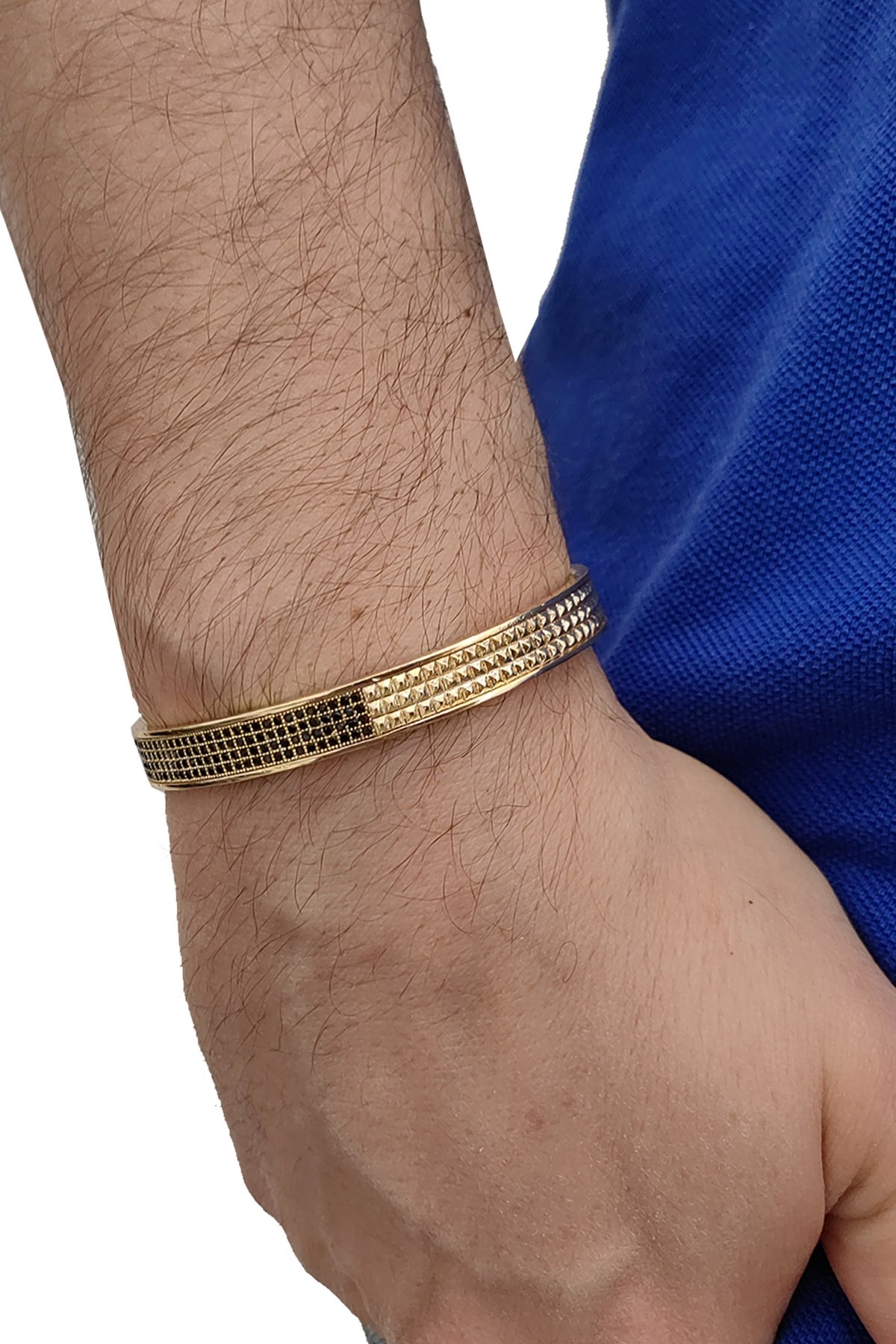 Chavin Gold Kelepçe Stil Zirkon Pirinç Erkek Bileklik er60sr