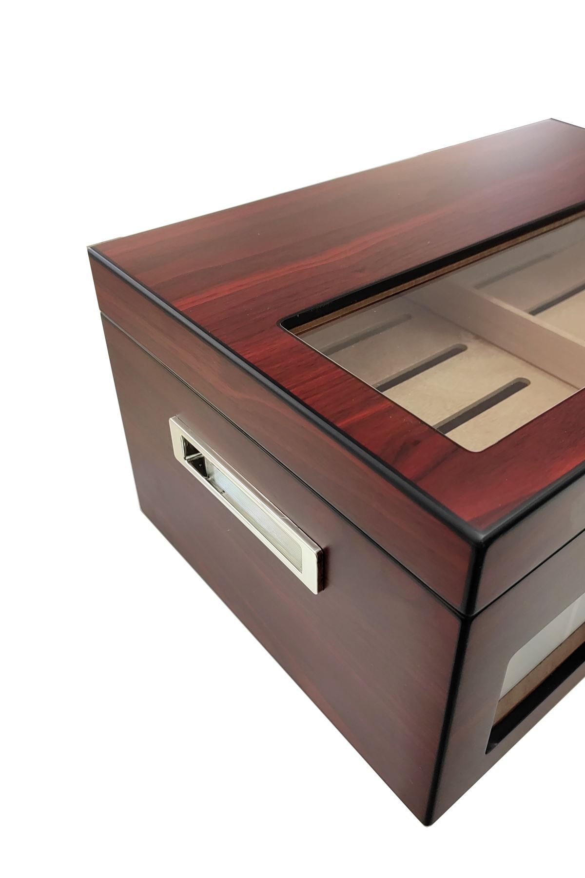 Falconetti Bordo 2 Katlı Camlı Dijital Humidor Puro Kutusu rc59kr