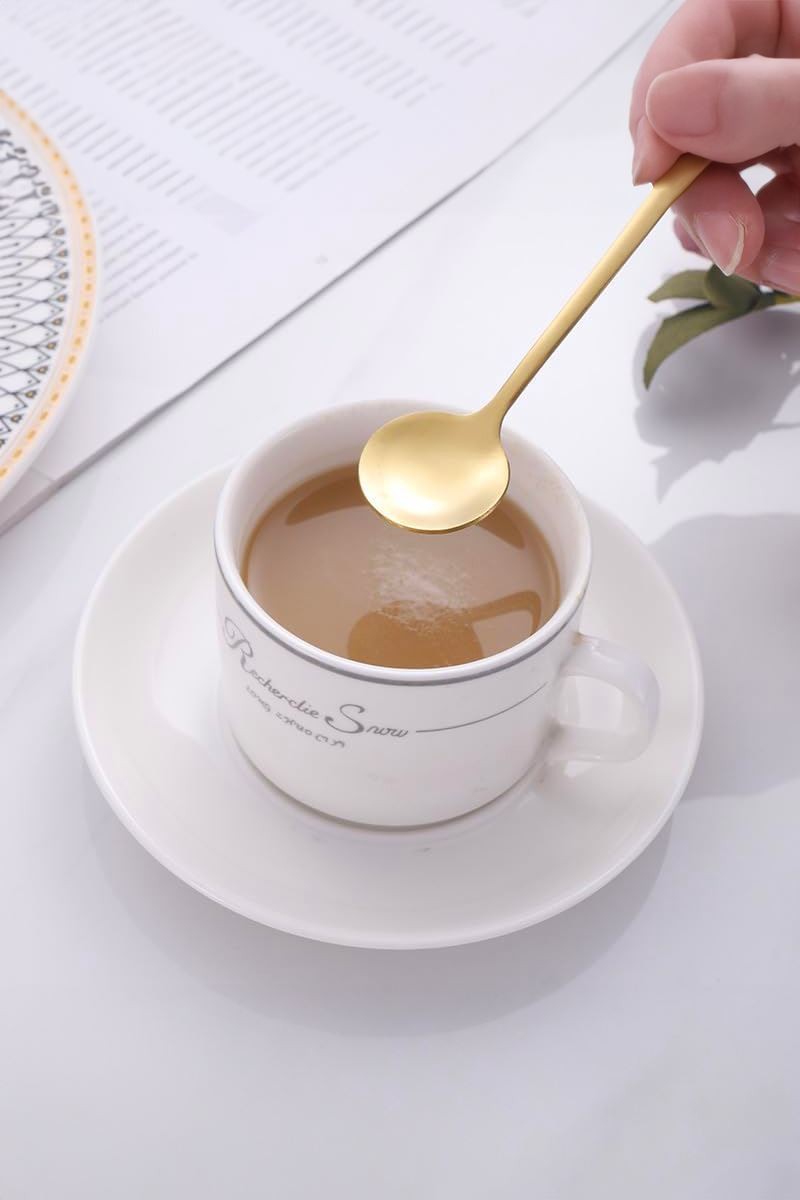 12 Adet Çelik Gold 15 cm Fincan Latte Kahve Karıştırma Kaşığı mt161sr-12
