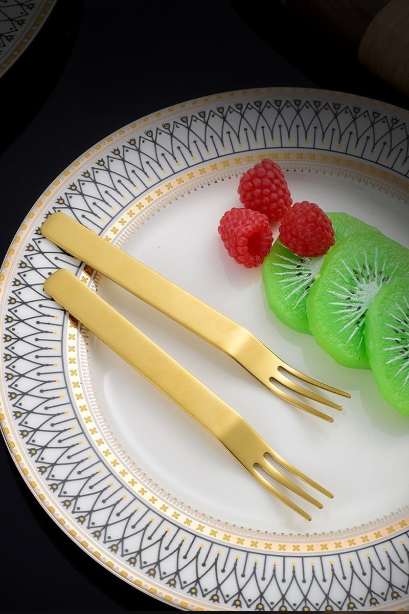 304 Çelik 12 Adet Gold Renk Tatlı ve Meyve Çatalı mt159sr-12