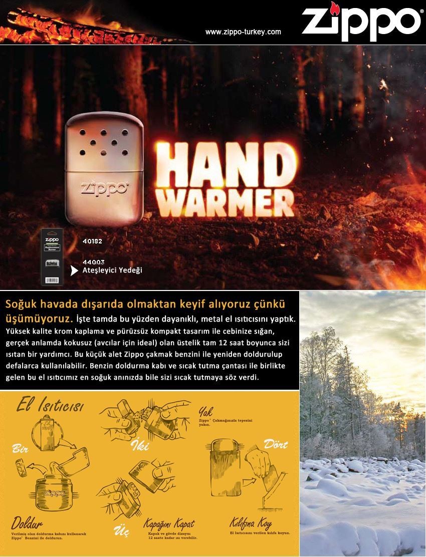 Zippo Parlak Gri Hand Warmer Cep El Isıtıcısı Cep Sobası Chrome 40365