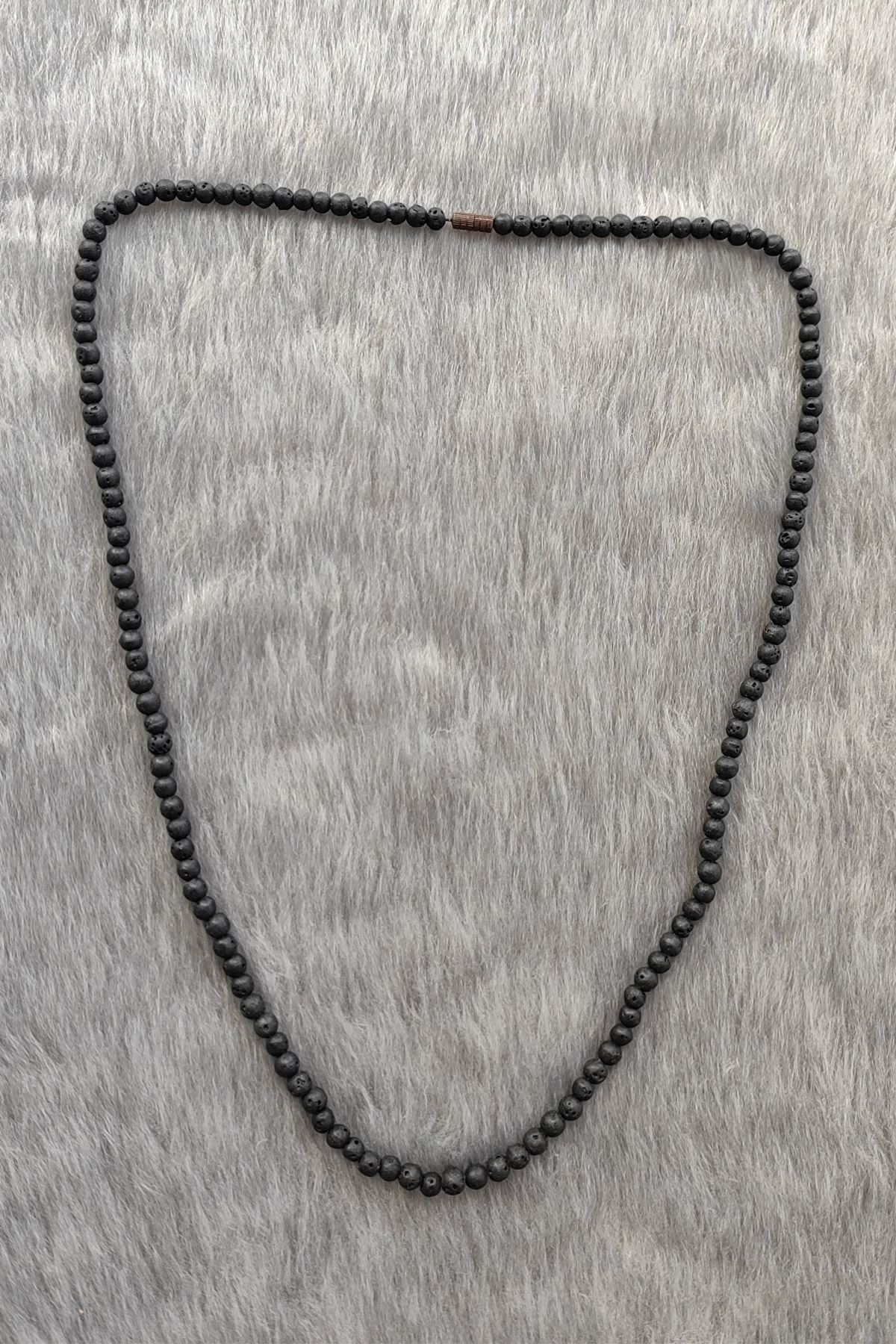 Chavin 4 mm. 60 cm. Siyah Lav Taşı Erkek Kolye dp65