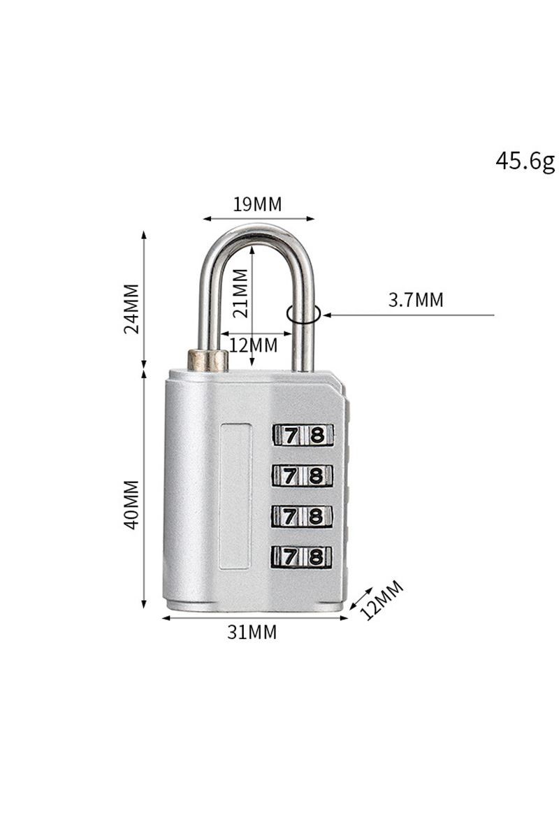4 Haneli 29 mm Şifreli Sıfırlanabilir Dolap Bagaj Kilidi Asma Kilit cin529slv
