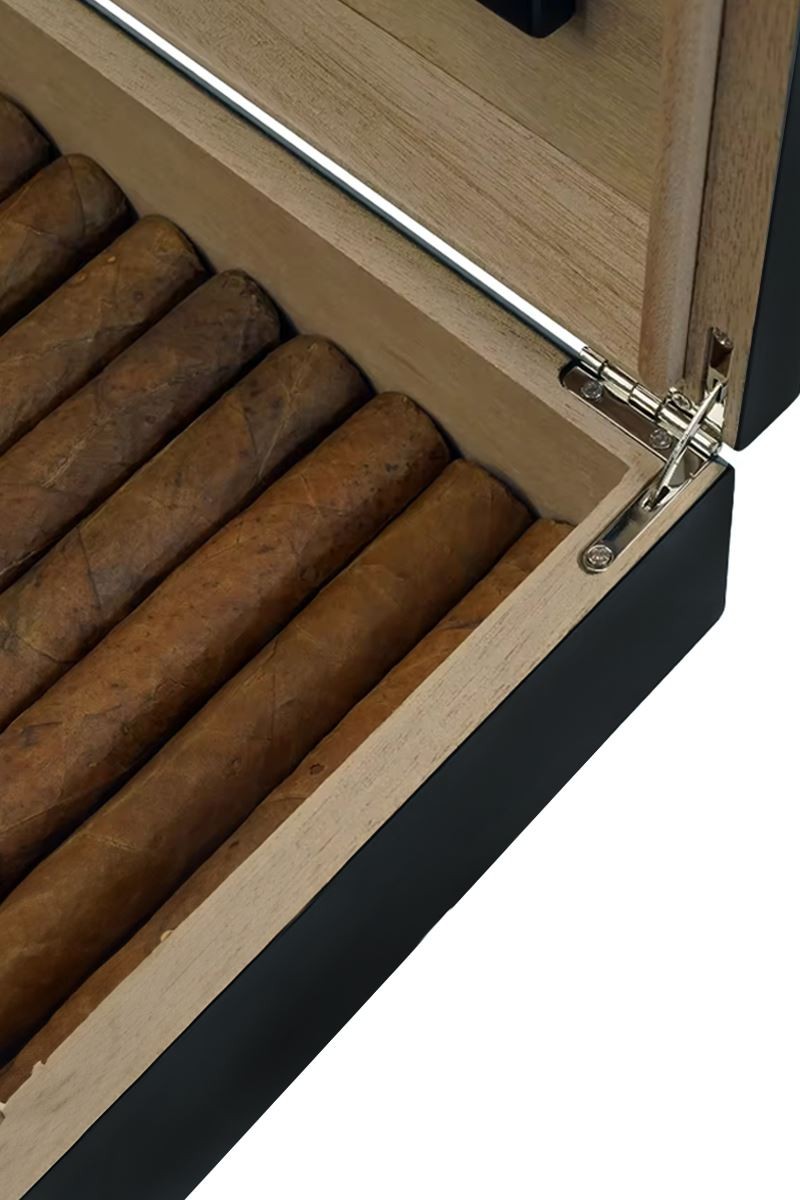 Falconetti Küçük Mat Siyah Humidor Puro Kutusu Küllük Makas Seti rd26