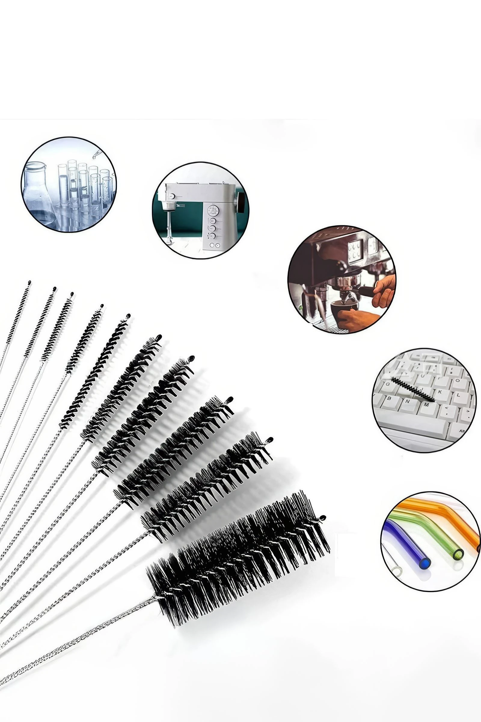 10 Adet Çok Amaçlı Pipo Temizlik ve Pipet Kamış Temizleme Fırça Seti rd54
