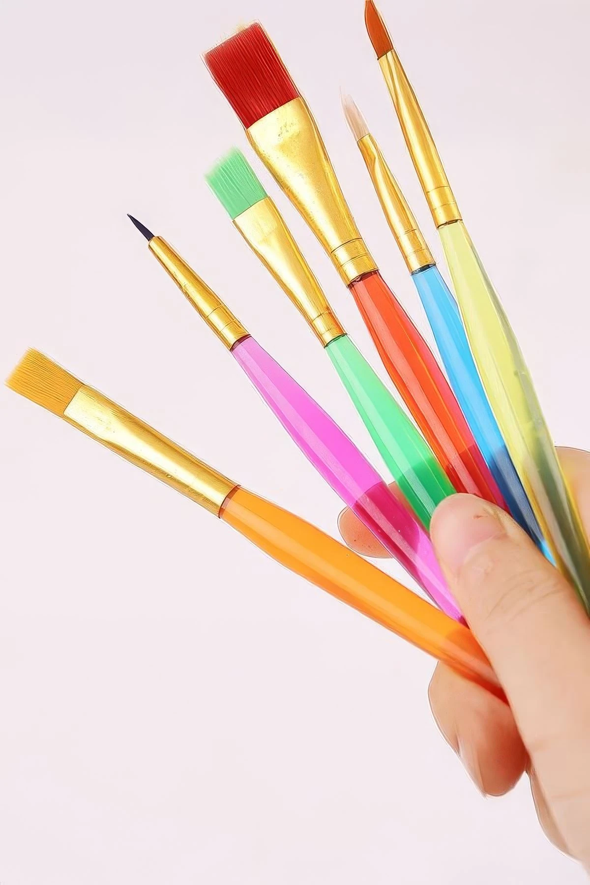 6 Adet Yağlı Akrilik Guaj ve Suluboya Fırçası Takımı Naylon Fırça Seti cin950