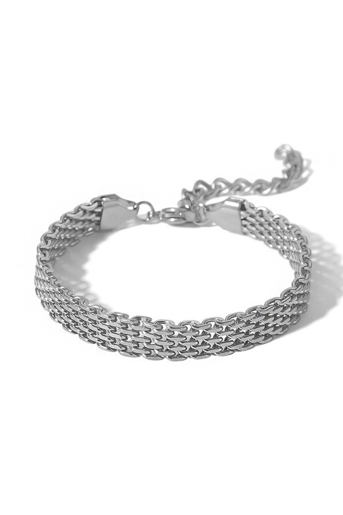 Chavin 8 mm Silver Çelik Kadın Zincir Bileklik et83by
