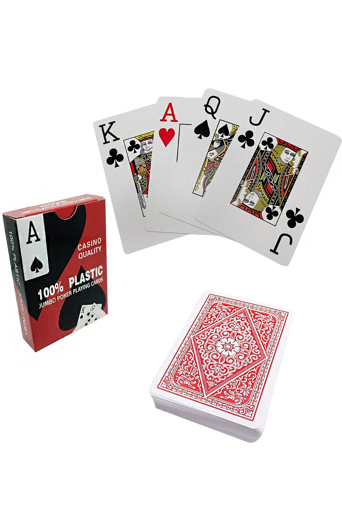 Kırmızı Pvc Plastik Su Geçirmez Jumbo Blackjack iskambil Oyun Kağıdı cin443kr