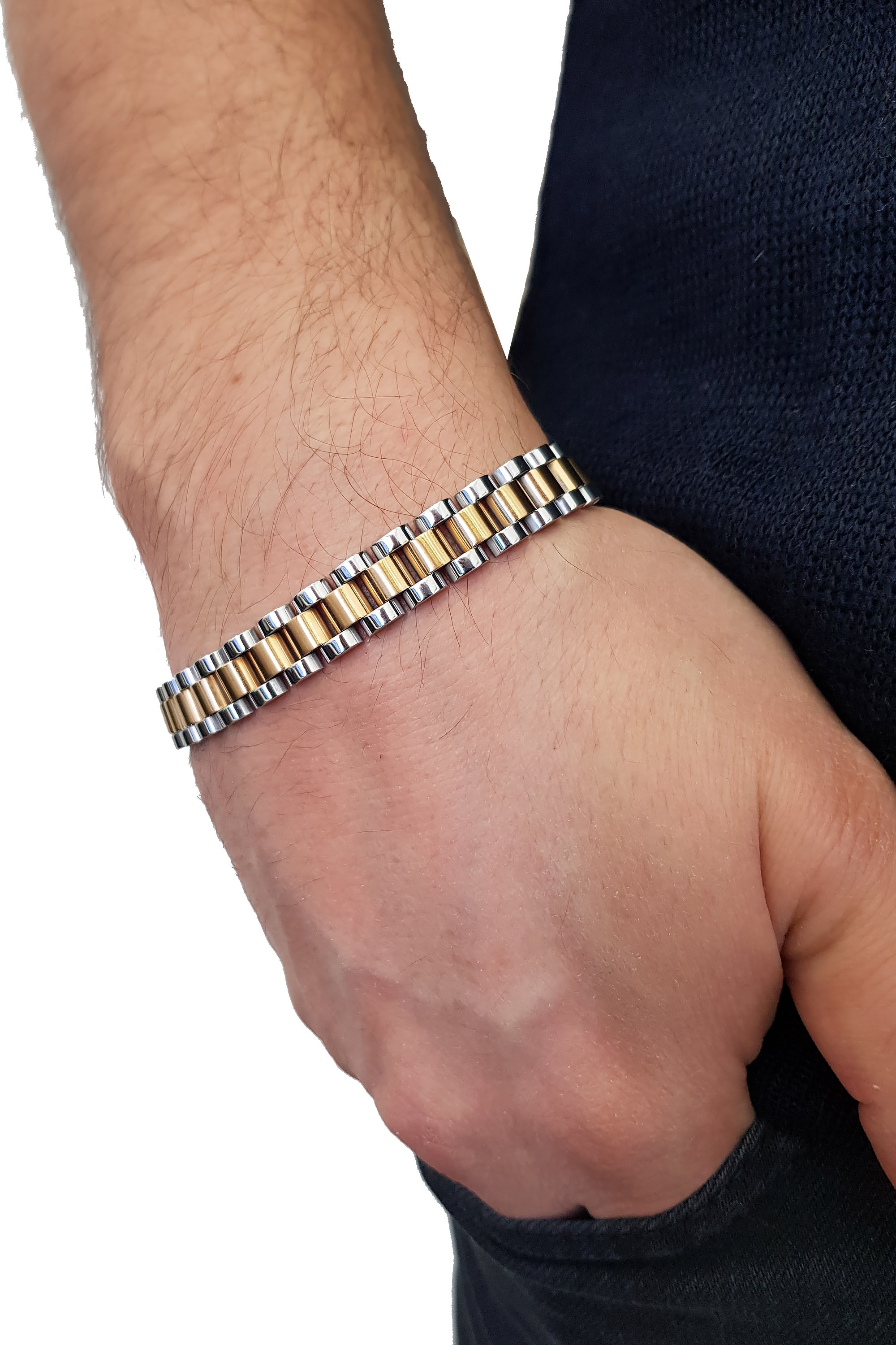 Chavin Gold Gri 316 L 10 mm. Çelik Parlak ve Mat Erkek Bileklik ed02bysr