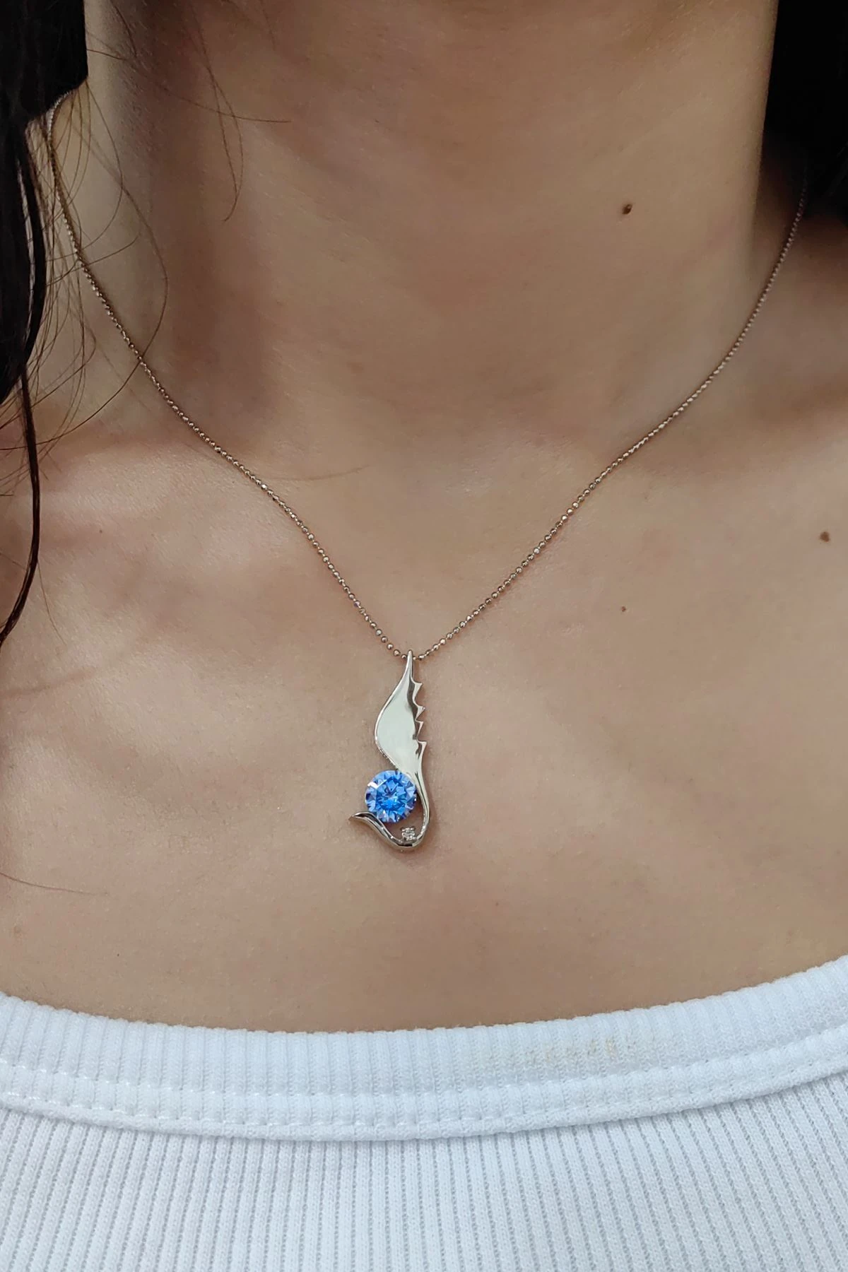 Chavin Taşlı Melek Kanadı Gümüş Kolye ev98tpz