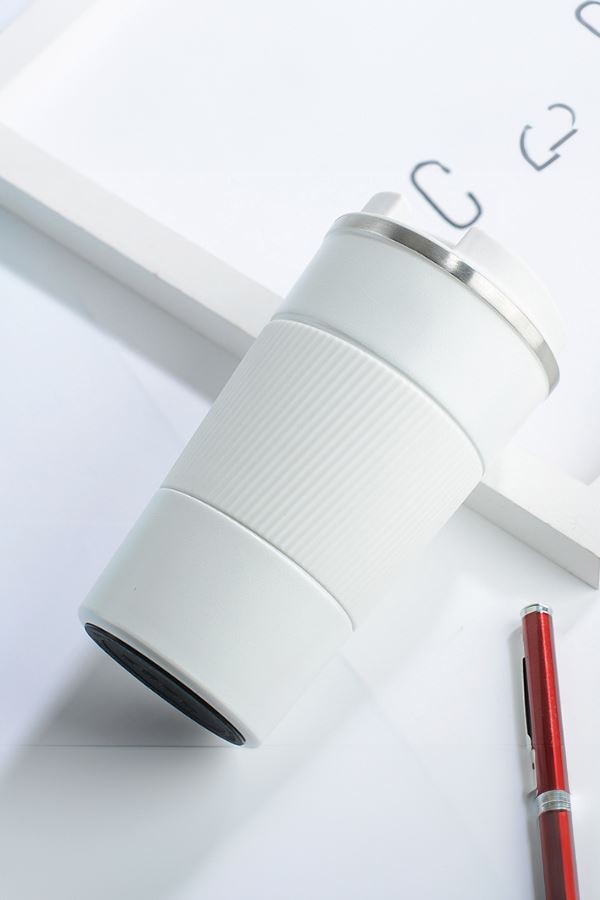 304 L Kilitli Çelik Mat Beyaz 510 ml Kahve Termos Mug cin405by