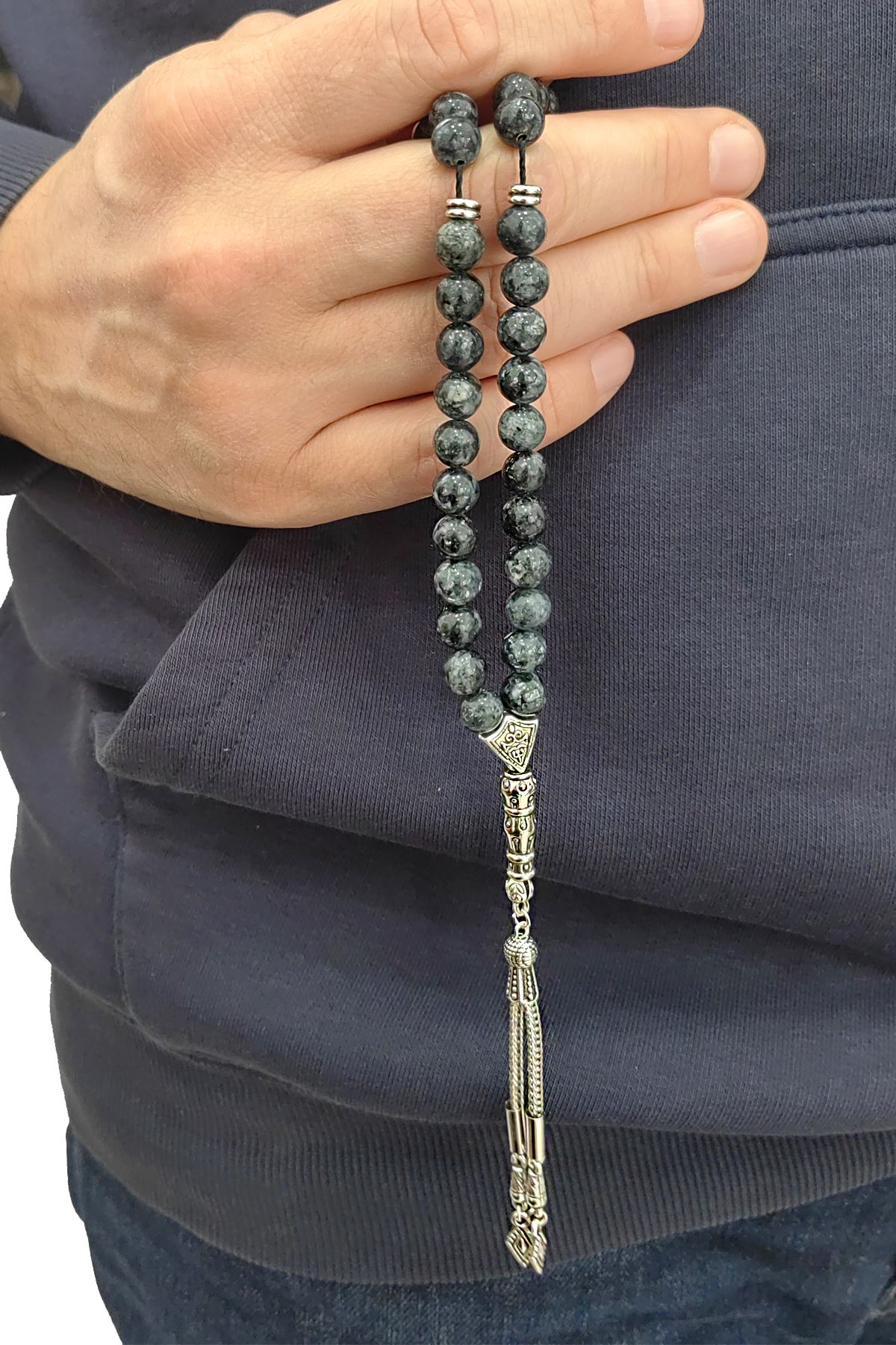 Chavin 8 mm. Obsidyen Taşlı Doğaltaş Tespih ev89