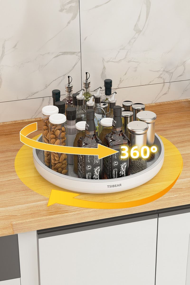 360° Dönen 25 cm Mutfak Kiler Banyo Düzenleyici Döner Raf cin876