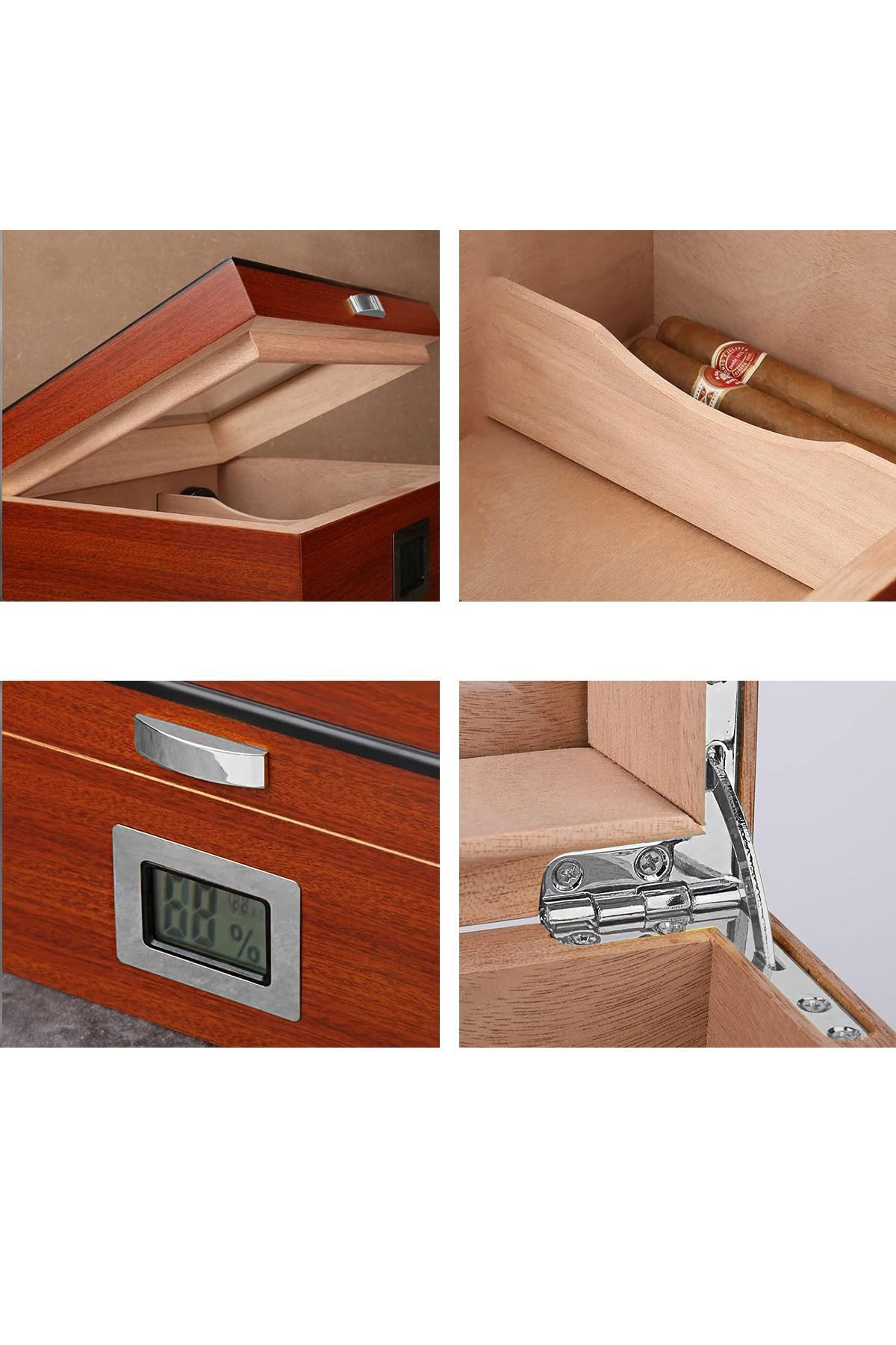 Falconetti Açık Kahverengi Def olu Camlı Humidor Puro Kutusu rd47-d