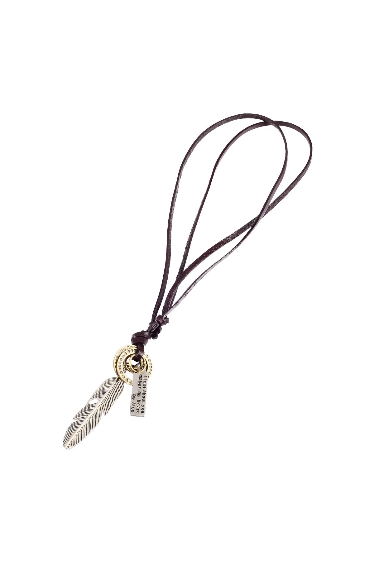 Chavin Kartal Şans Tüyü Dizayn Erkek Deri İpli Kolye cy21