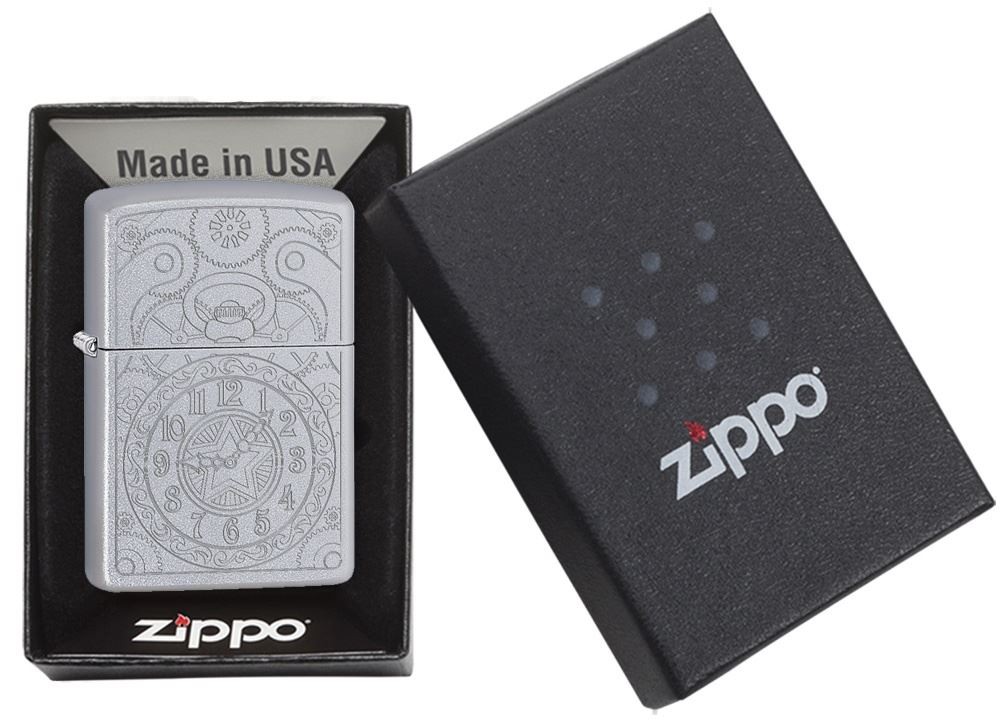 Zippo Çakmak Satin Chrome Clock Gadget Design Saat Tasarım 29699-065007