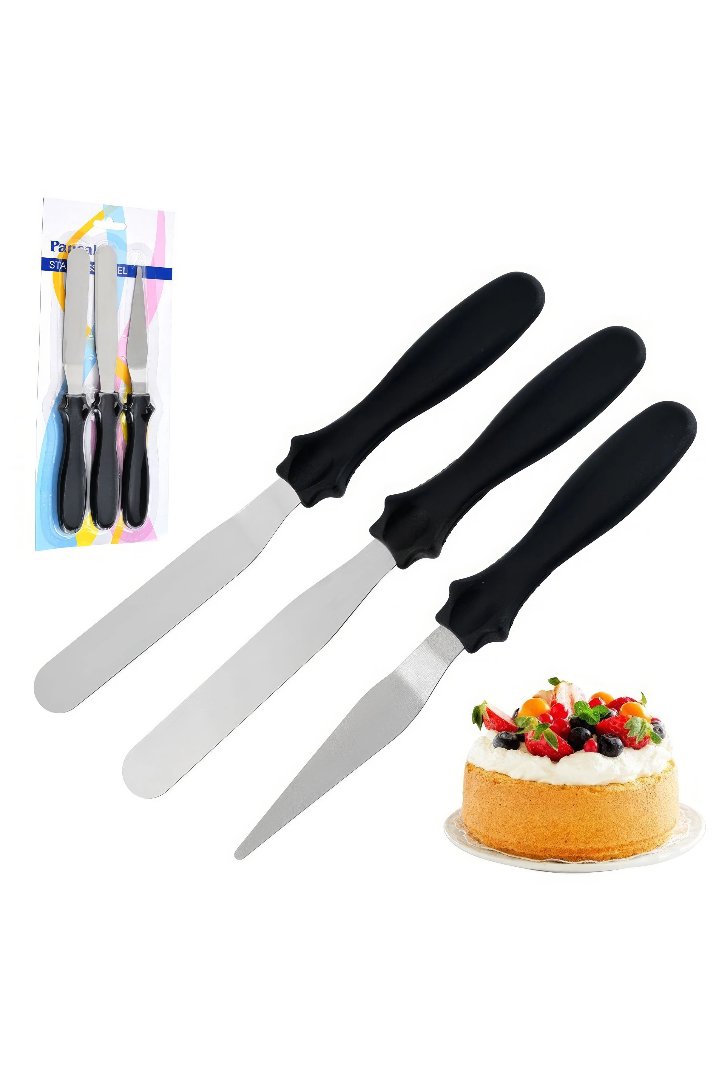 Çelik Silver Pasta Krema Sıva Kek Spatula Seti Sunum mt233