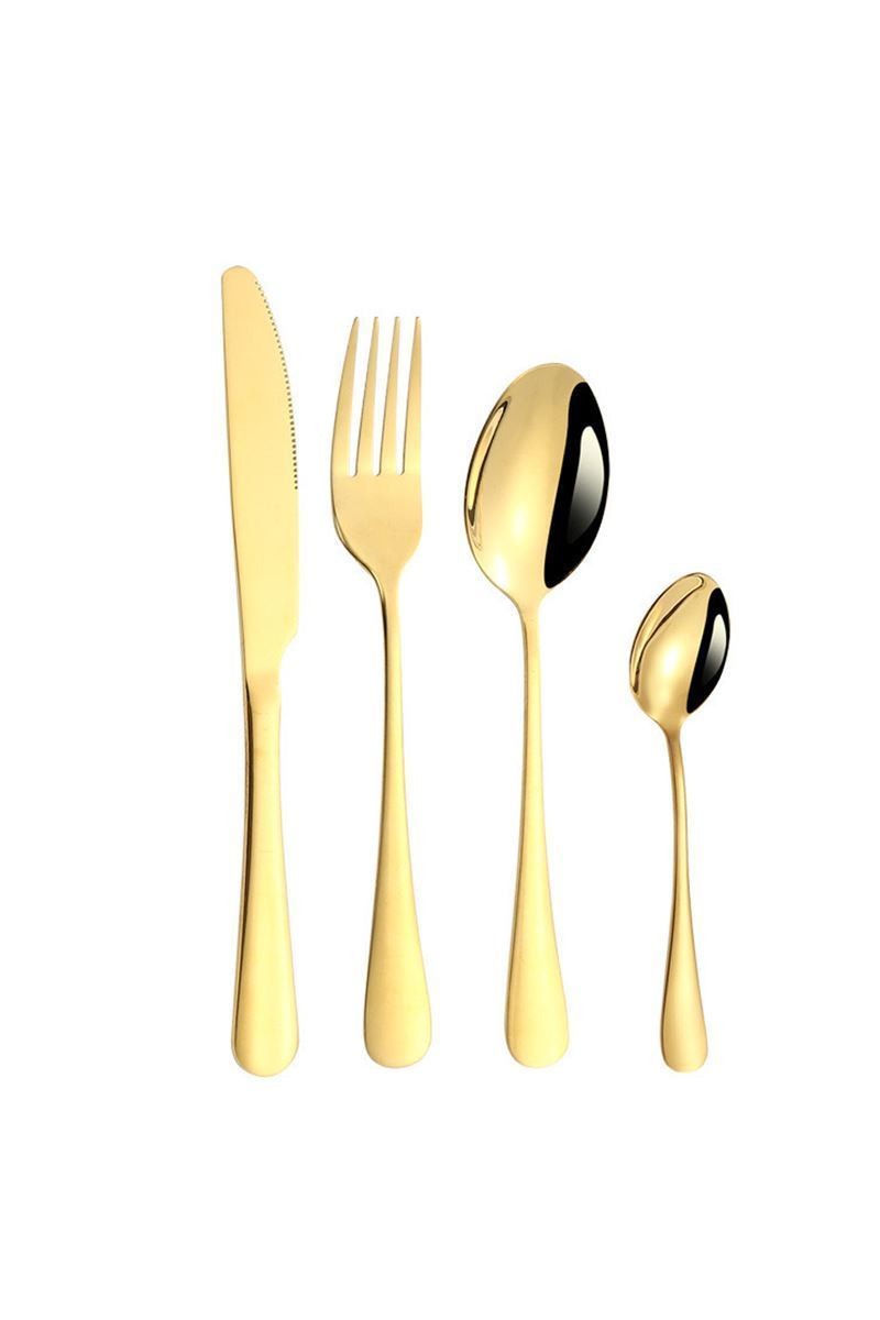 Chavin Çelik 24 Parça 6 Kişilik Gold Yemek Kaşık Çatal Bıçak Seti cin736sr