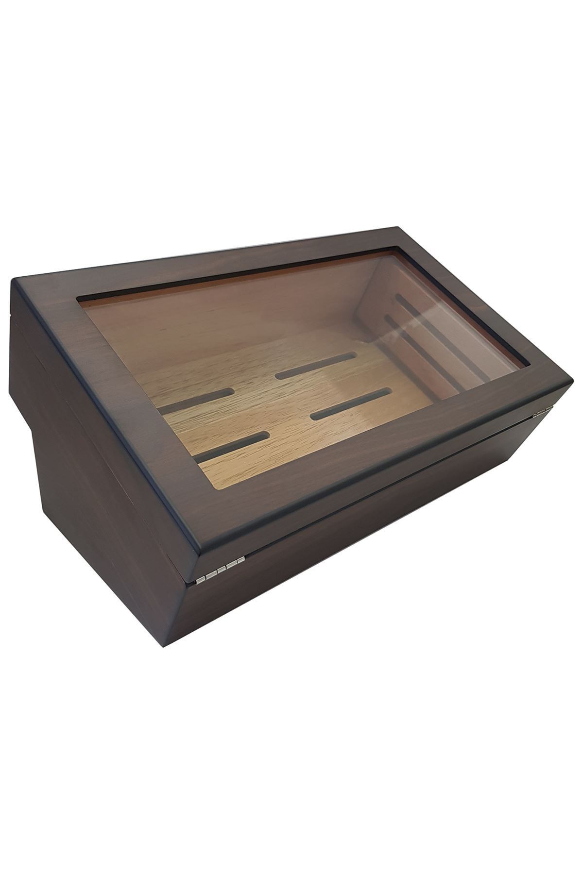 Falconetti Kahverengi Çekmeceli Camlı Humidor Puro Kutusu rc15x