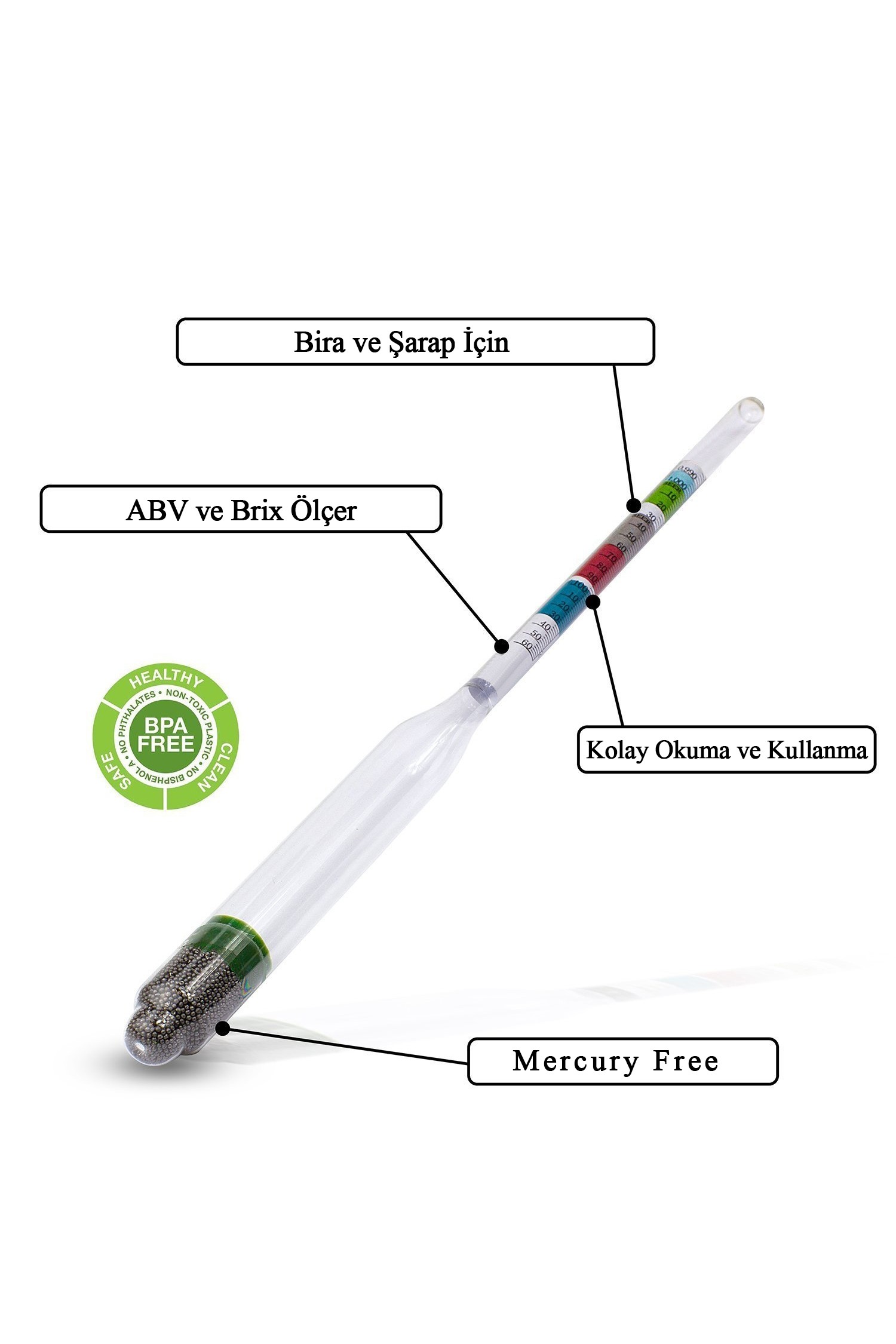 Hidrometre 0.980 - 1.1160 Bira Brix Oranı Ölçüm thr275