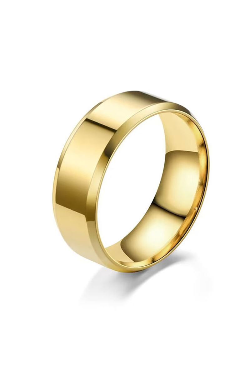 Chavin Sarı Parlak 8 mm. Çelik Bayan Erkek Alyans Yüzük es83