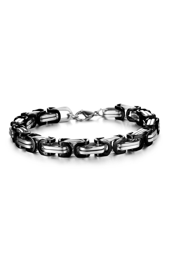 Chavin Kalın Kral Model 8 mm. Gri Çelik Erkek Bileklik df14sy