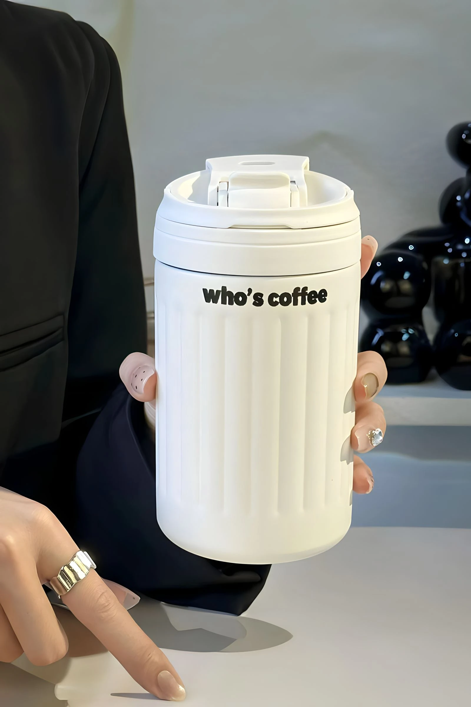 316 L Çelik Krem SIcak Soğuk Çift Kullanım Suluk Termos Mug 500ml cin914by