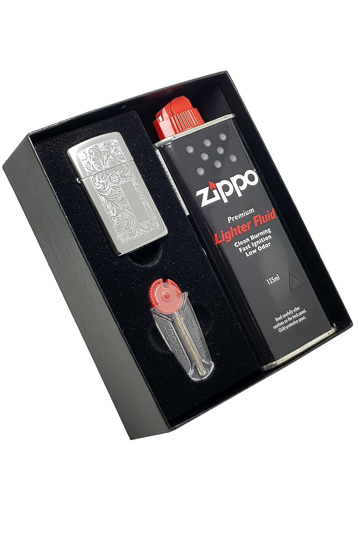 Zippo Çakmak Bayan Slim Polish Benzin Taş Hediyelik Set du10-1652