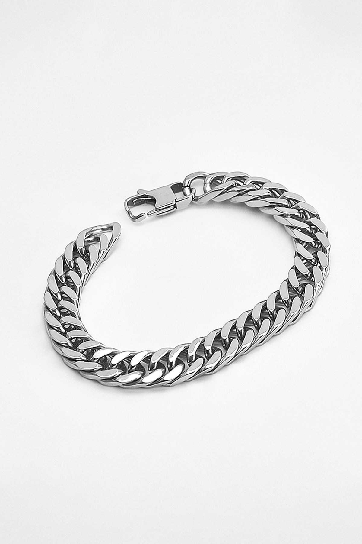 Chavin 10 mm. Gri Çelik Erkek Bileklik dn99