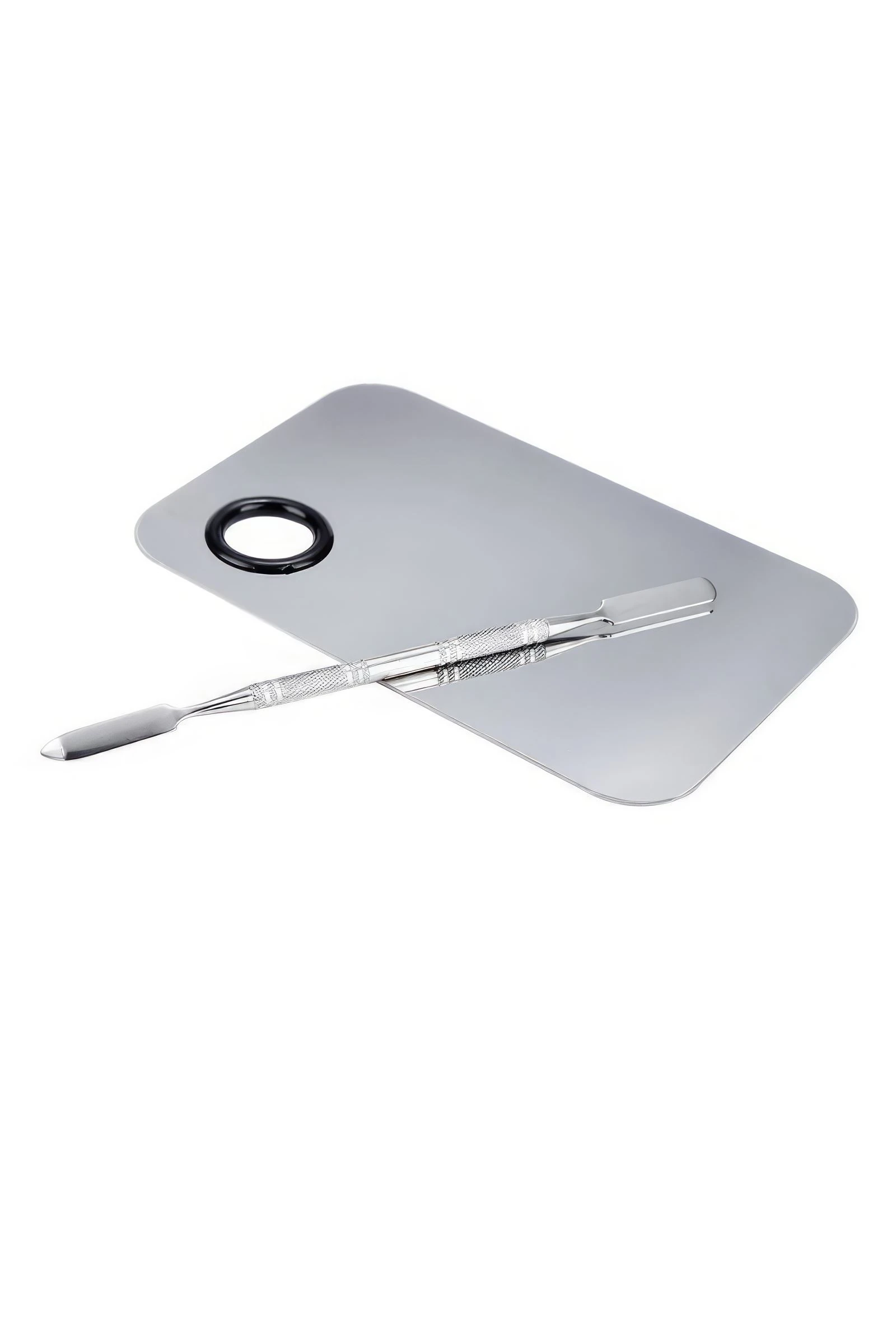 2 Parça Aynalı Çelik Makyaj Fondöten Krem Karıştırma Spatula Palet Set cin906