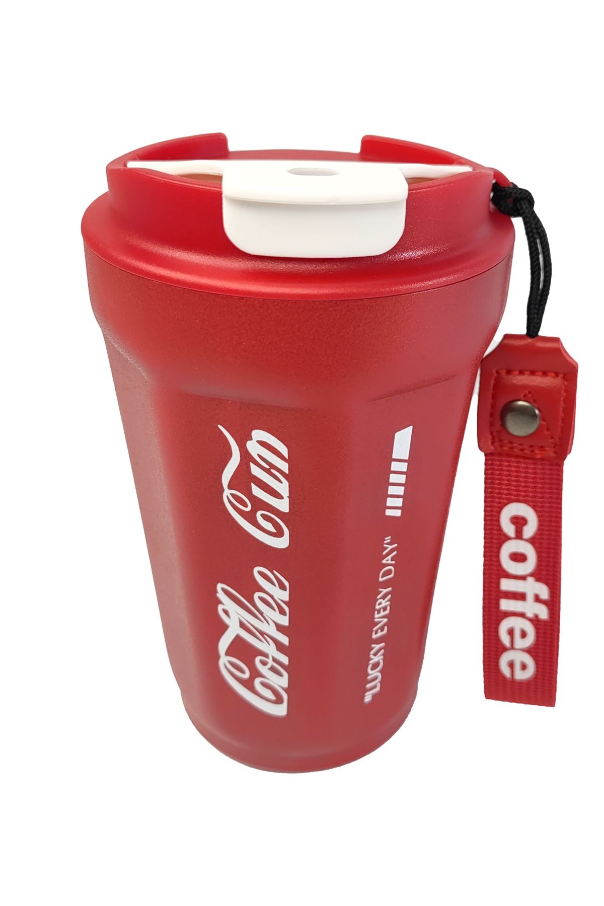 304 L Kırmızı Coffe Cup 420 ml Kahve El Termos Mug cin487kr