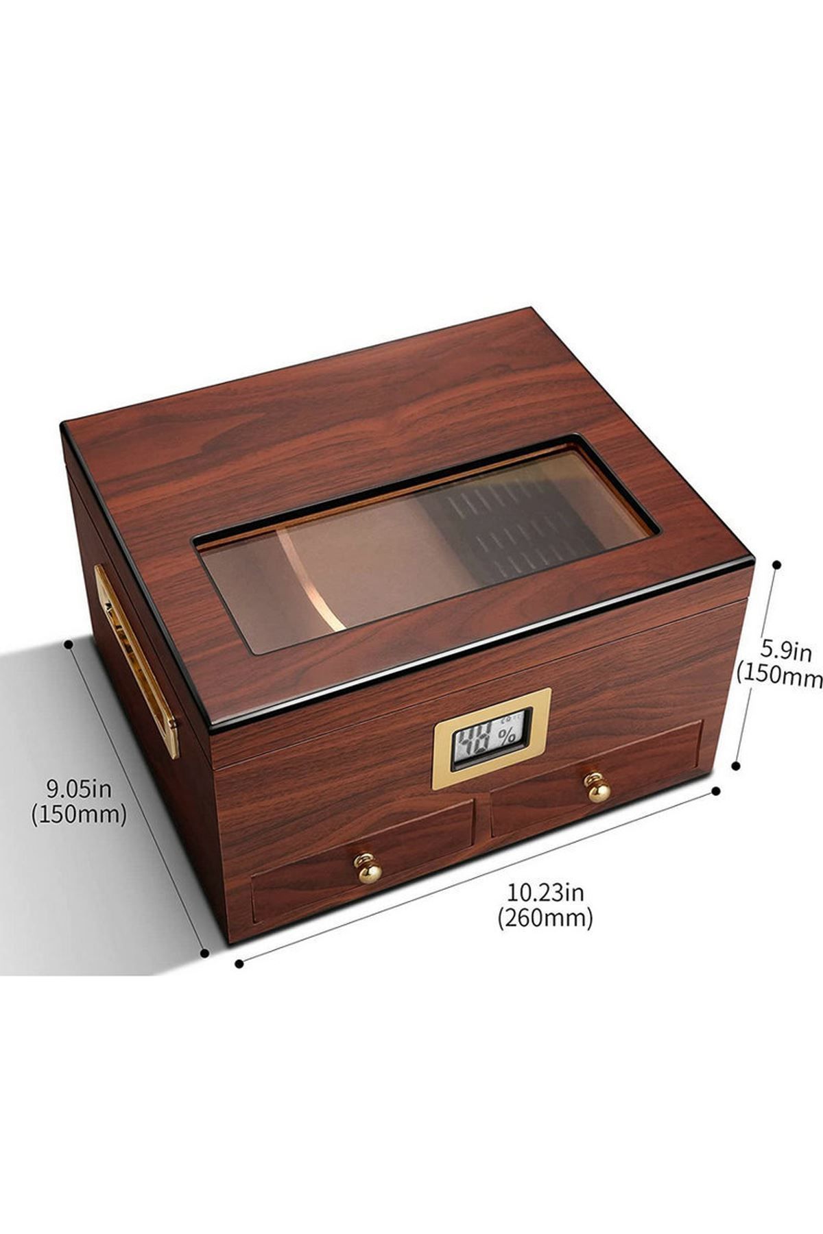 Sedir Ağacı Def olu  Camlı Çekmeceli Humidor Puro Kutusu rc56-d3