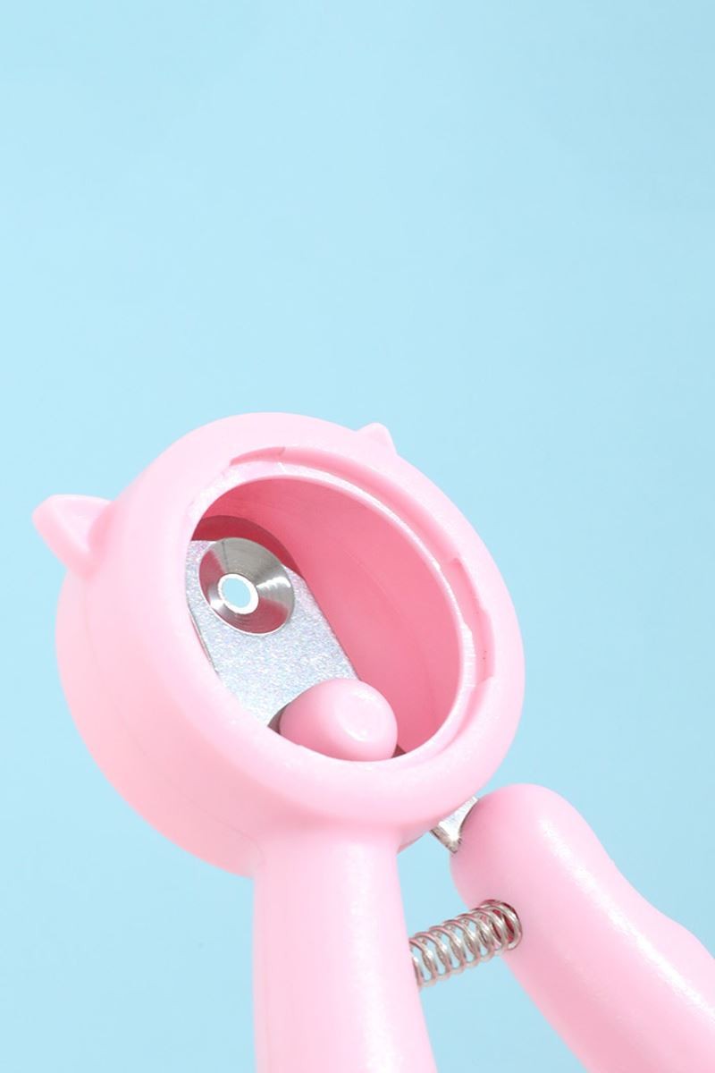 Çelik Pembe Emniyetli Hazneli Kedi Tırnak Makası ve Törpü Set cin823pm
