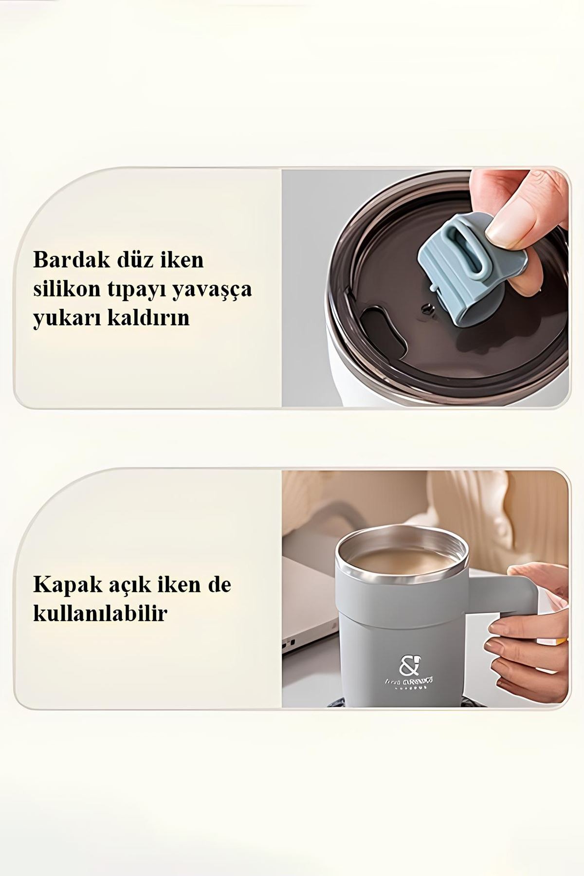 304 L Çelik Siyah 450 ml Kahve El Termos Kupa Mug cin559sy