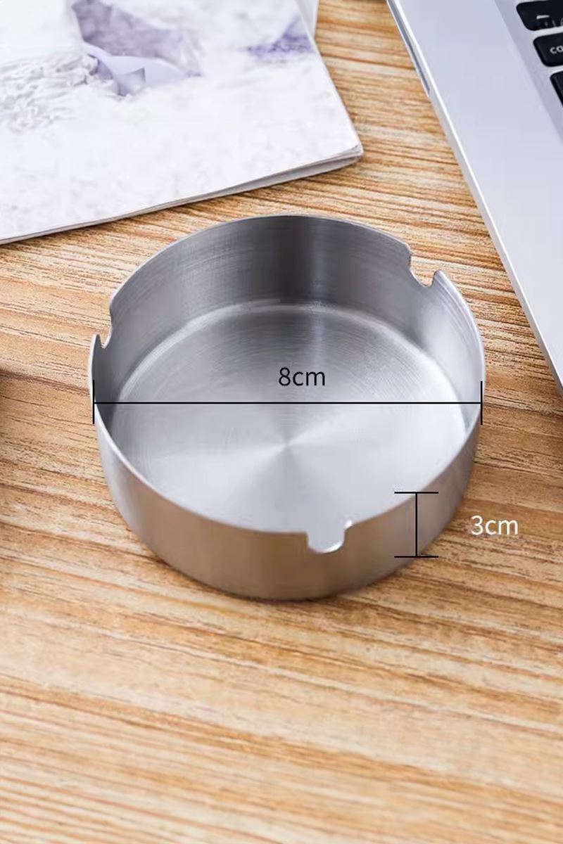 25 Adet Çelik 8cm Kafe Restaurant Lokanta Yuvarlak Kül Tablası Küllük cin814-25