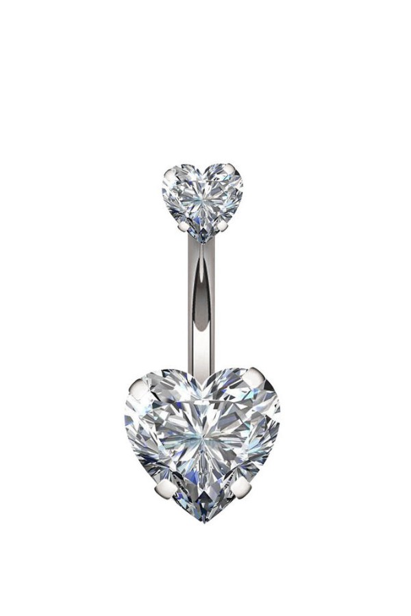 Chavin Çift Kalp Taşlı Göbek Piercing eg20by